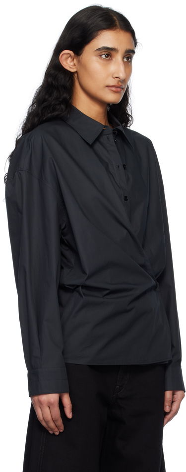 Skjorte LEMAIRE Lemaire Straight Collar Twisted Shirt Mørkeblå | SH1141 LF588, 1
