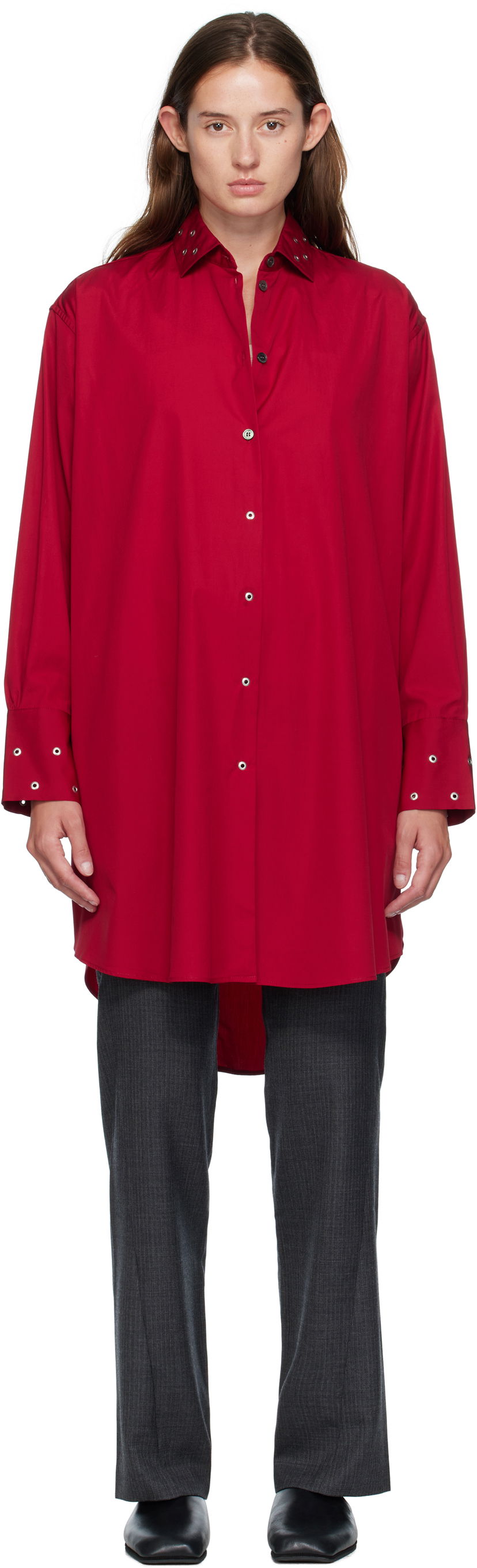 Kjole OUR LEGACY Frock Shirt Midi Dress Rød | W4257FL