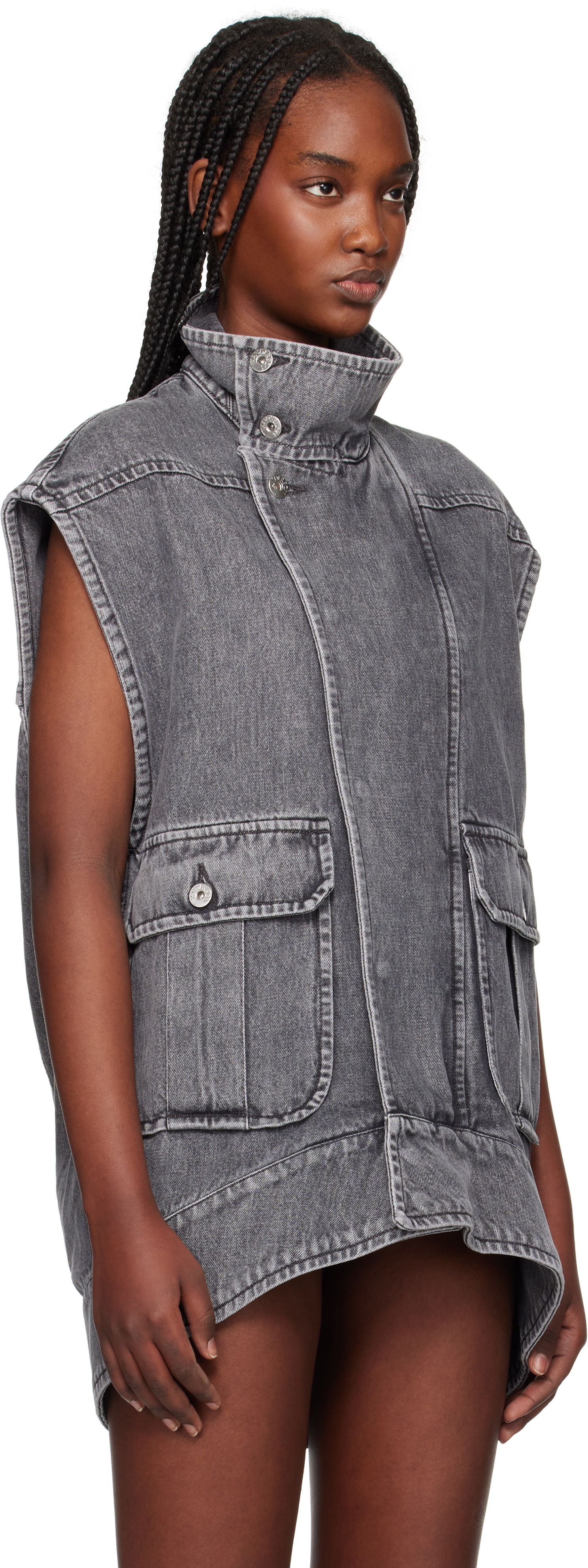 Vest JW Anderson JW Anderson Oversized Sleeveless High Neck Vest Grå | DJ0037-PG1745, 1