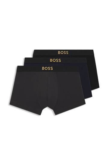 Boksere BOSS Three-pack of stretch-cotton trunks Mørkeblå | 50546764, 0