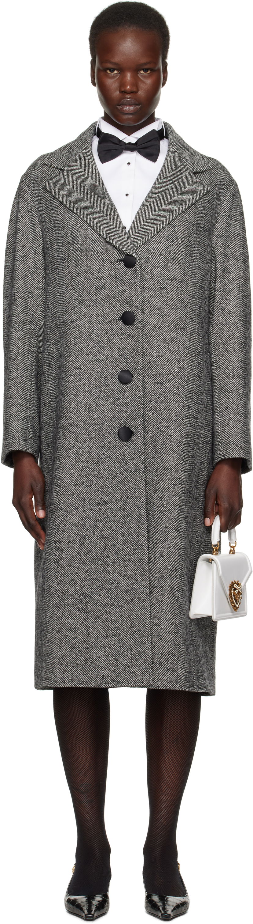 Frakker Dolce & Gabbana Mixed Wool Long Coat Grå | F0F1NT FCMC3
