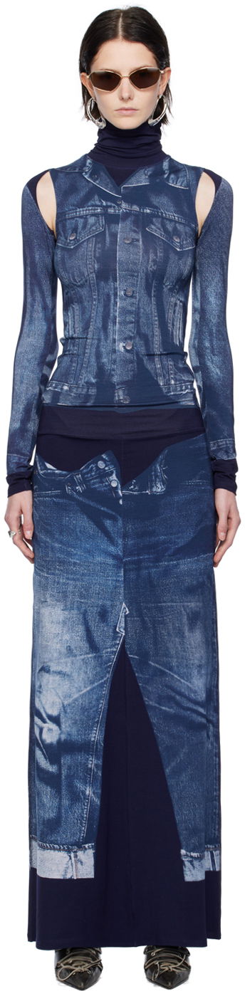 Nederdel Jean Paul Gaultier Gaultier Trompe L'oeil Maxi Dress Blå | 23/15-F-RO068-J530-5950, 0