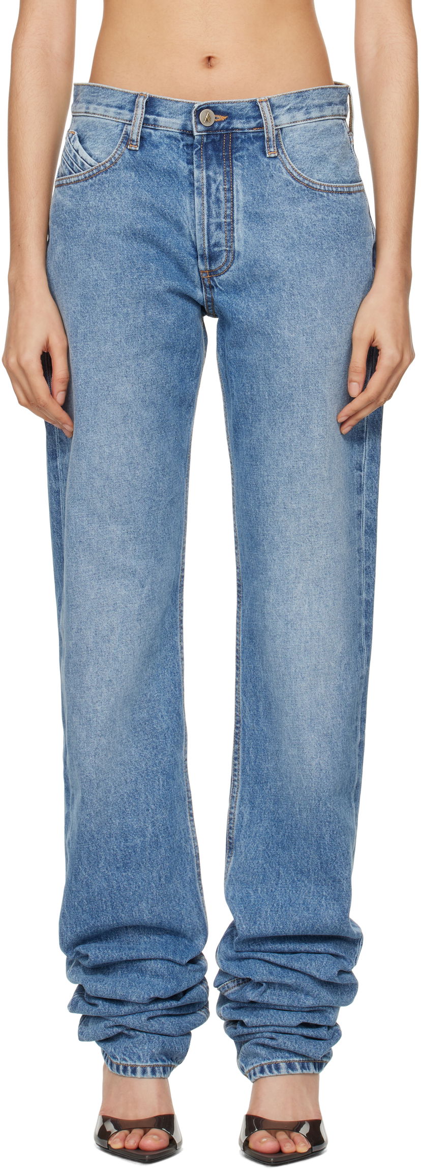 Jeans The Attico Attico Long Scrunch Jeans Blå | 250WCP00214 DDD085AA