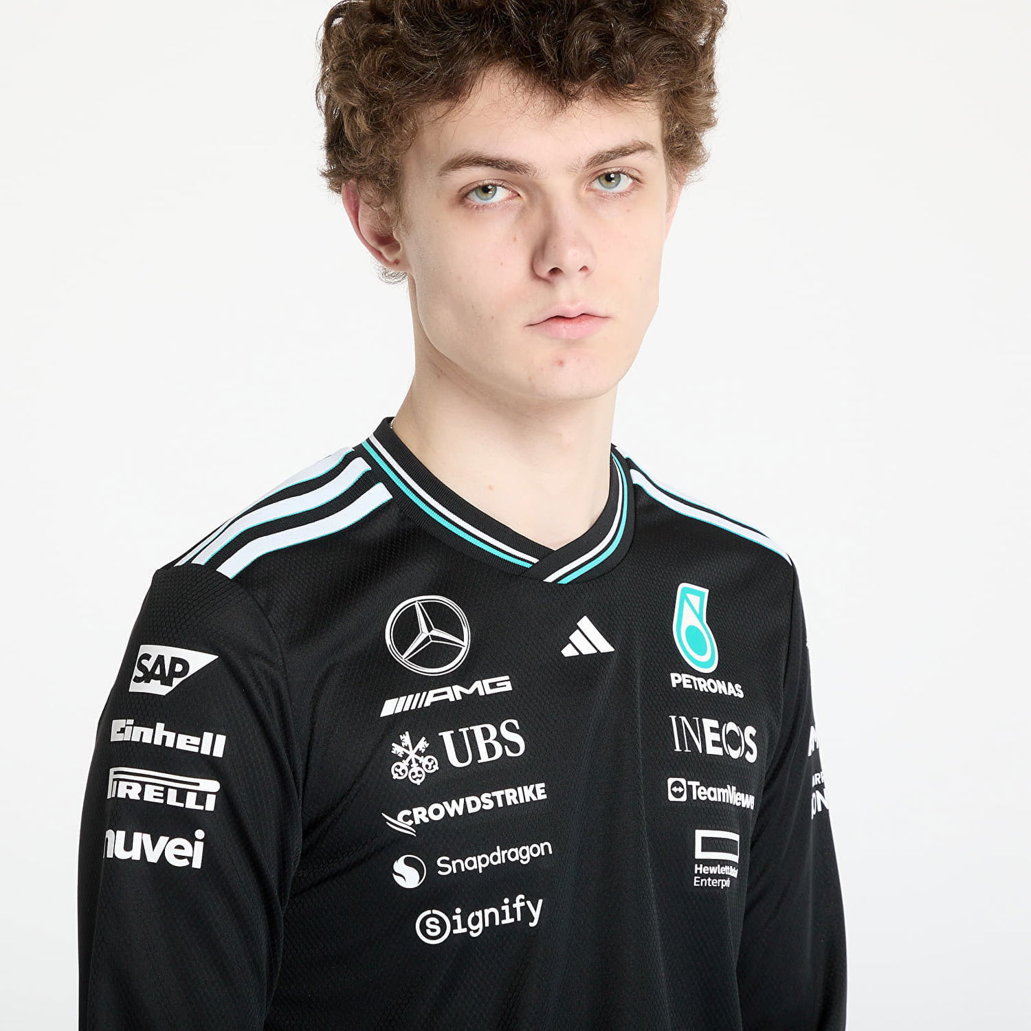Jersey adidas Performance Mercedes-AMG Petronas Formula One Team Authentic Long Sleeve T-Shirt Sort | JW5359, 1