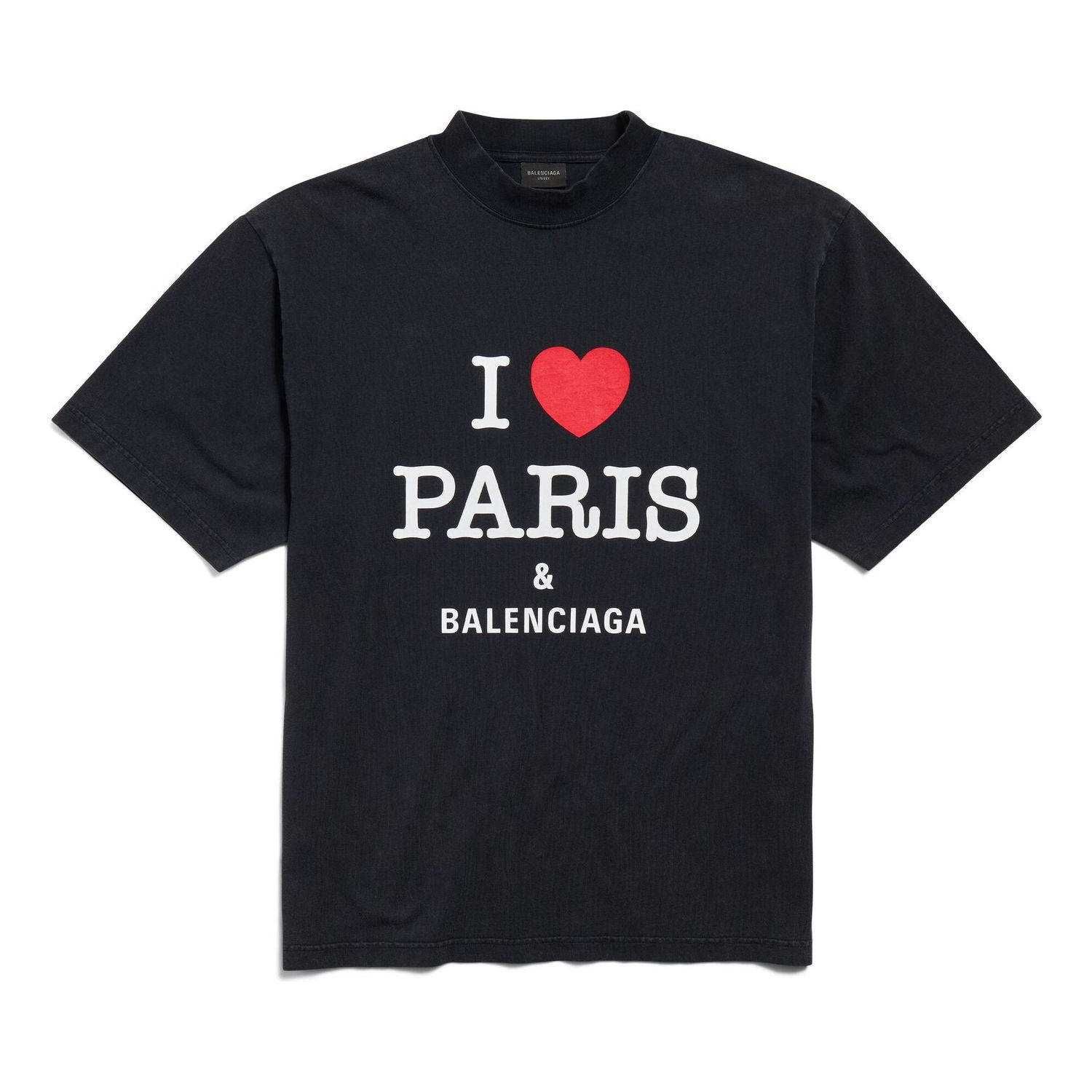 T-shirt Balenciaga I Love Paris & T-Shirt Medium Fit Black Sort | 764235TRVU91041, 0