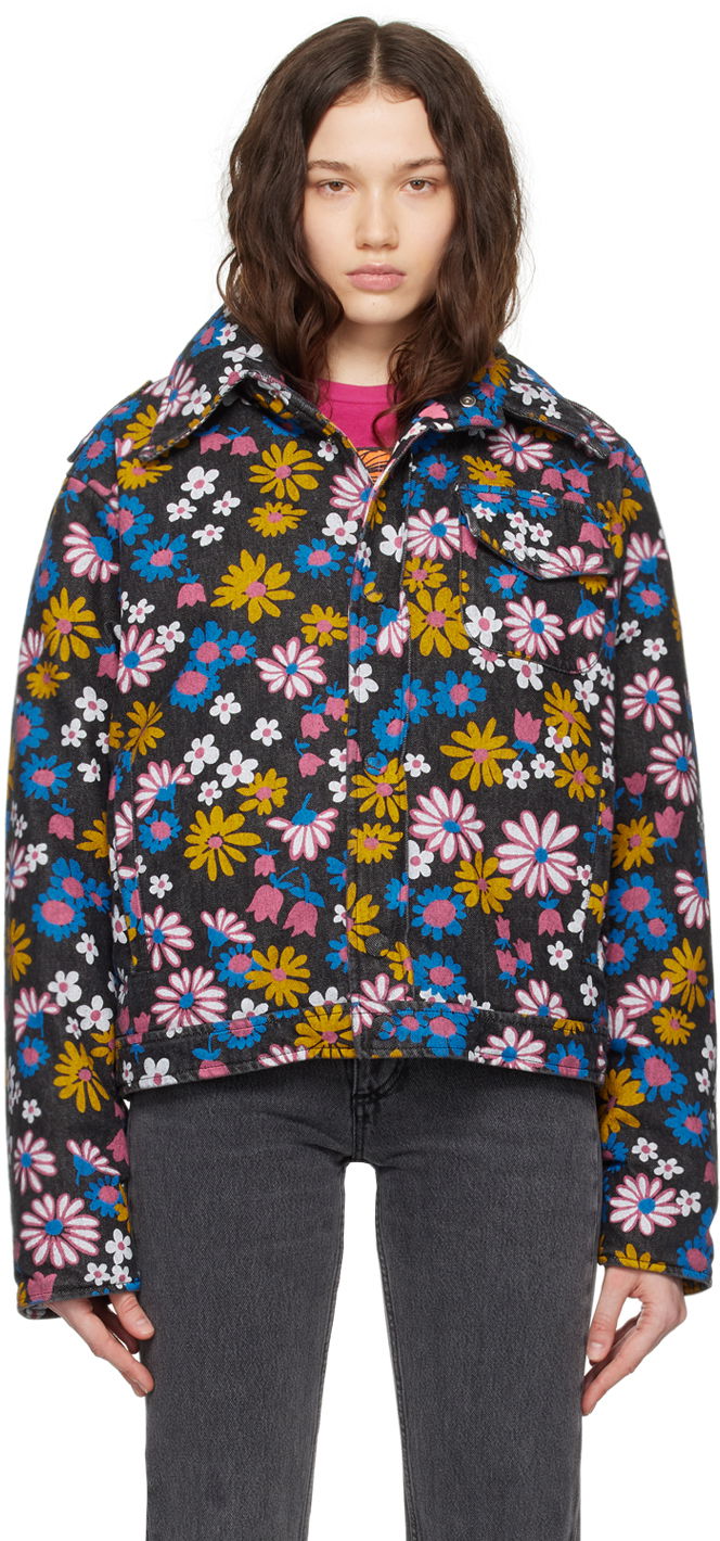 Jakke ERL Floral Print Denim Jacket Flerfarvet | ERL07J002