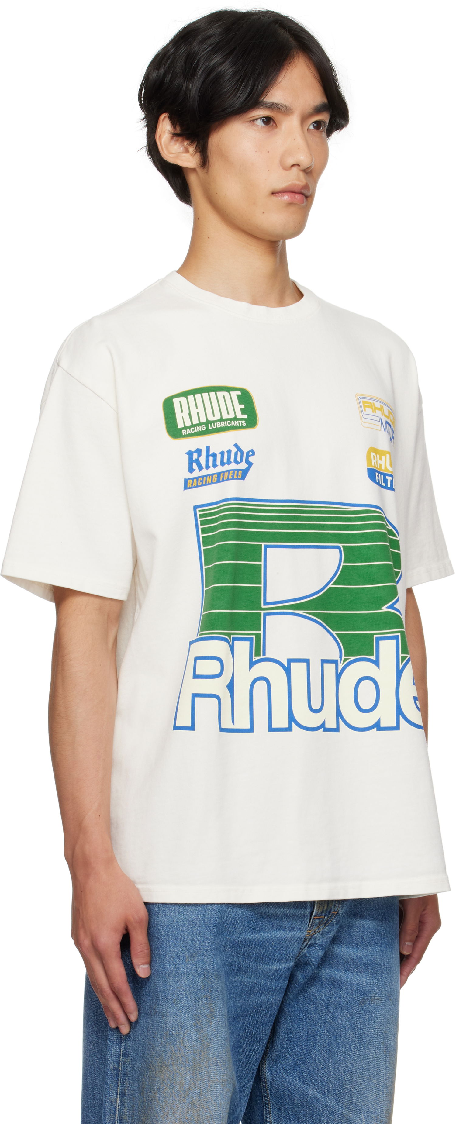 T-shirt Rhude Rhude Roadway Racing T-Shirt Hvid | RHPF25TT11012, 1