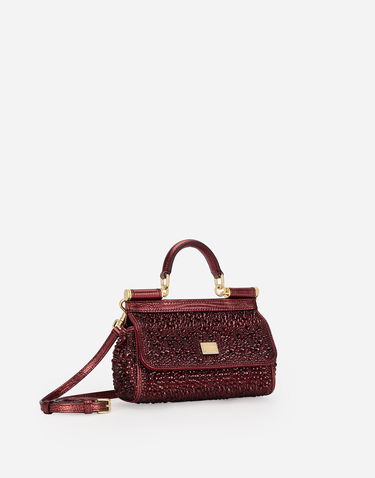 Håndtaske Dolce & Gabbana Dolce & Gabbana Small Sicily Crystal Embellished Handbag Bourgogne | BB7116A56458Q132, 2