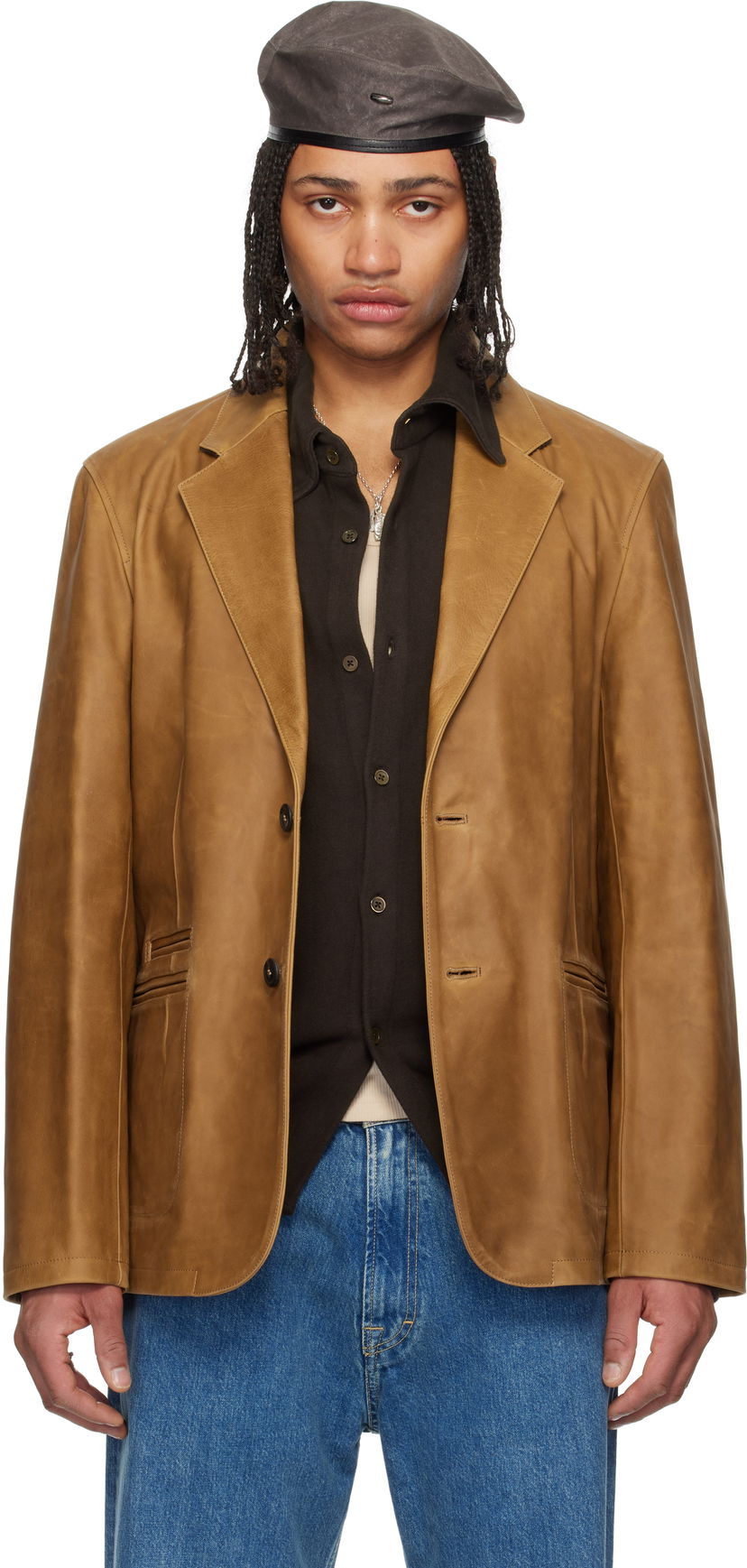 Jakke OUR LEGACY Our Legacy Opening Leather Blazer Brun | M2259OBL