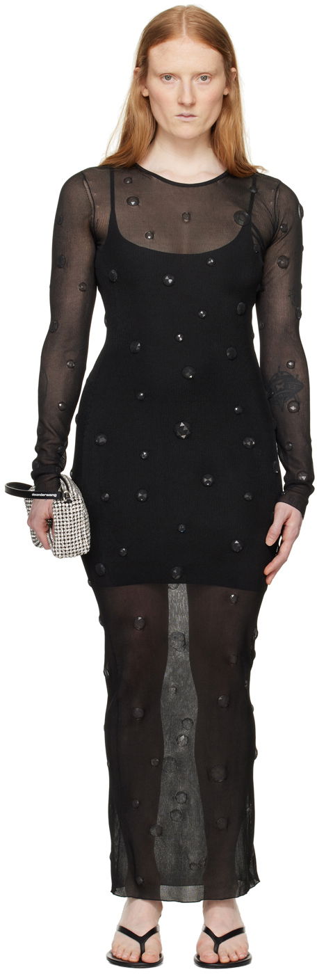 Kjole Alexander Wang Gem Mesh Maxi Dress Sort | 1KC2246020