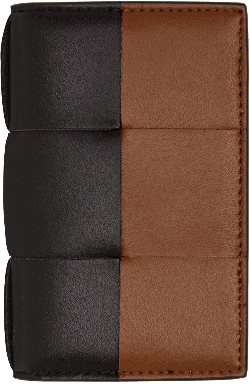 Tegnebog Bottega Veneta Brown & Tan Cassette Flap Card Case Wallet Sort | 748053V4HD3, 0
