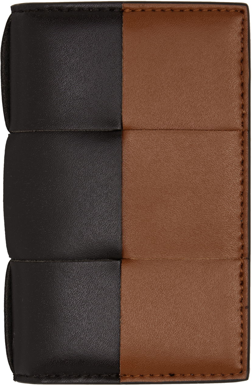 Tegnebog Bottega Veneta Brown & Tan Cassette Flap Card Case Wallet Sort | 748053V4HD3