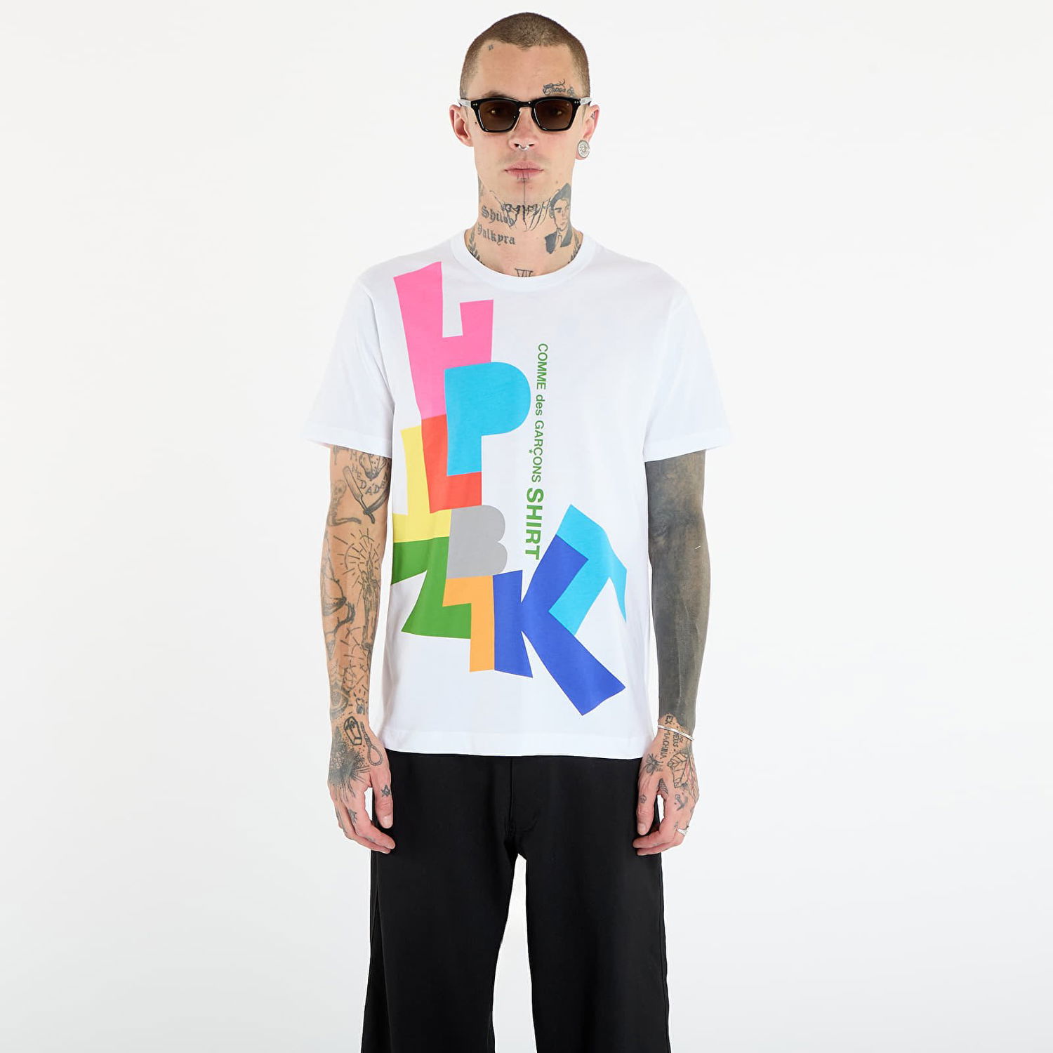 T-shirt Comme des Garçons Comme des Garçons SHIRT T-Shirt With Colorful Block Graphic Print Flerfarvet | FP-T002-W25 White, 0