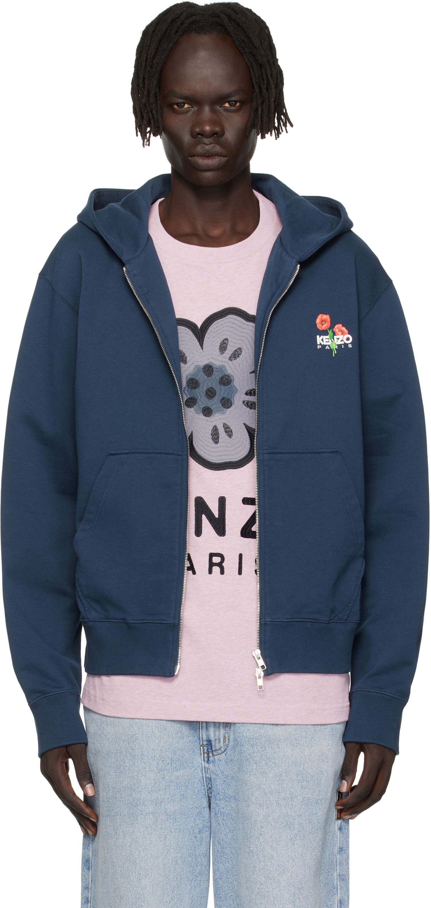 Sweatshirt KENZO Kenzo 'KENZO Archive Bouquet' Full-Zip Hoodie Mørkeblå | FF65HO2554MF, 0
