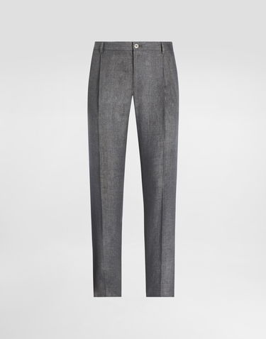 Bukser Dolce & Gabbana Dolce & Gabbana Washed Linen Canvas Trousers Grå | GP06JTFU4MFN0701, 0