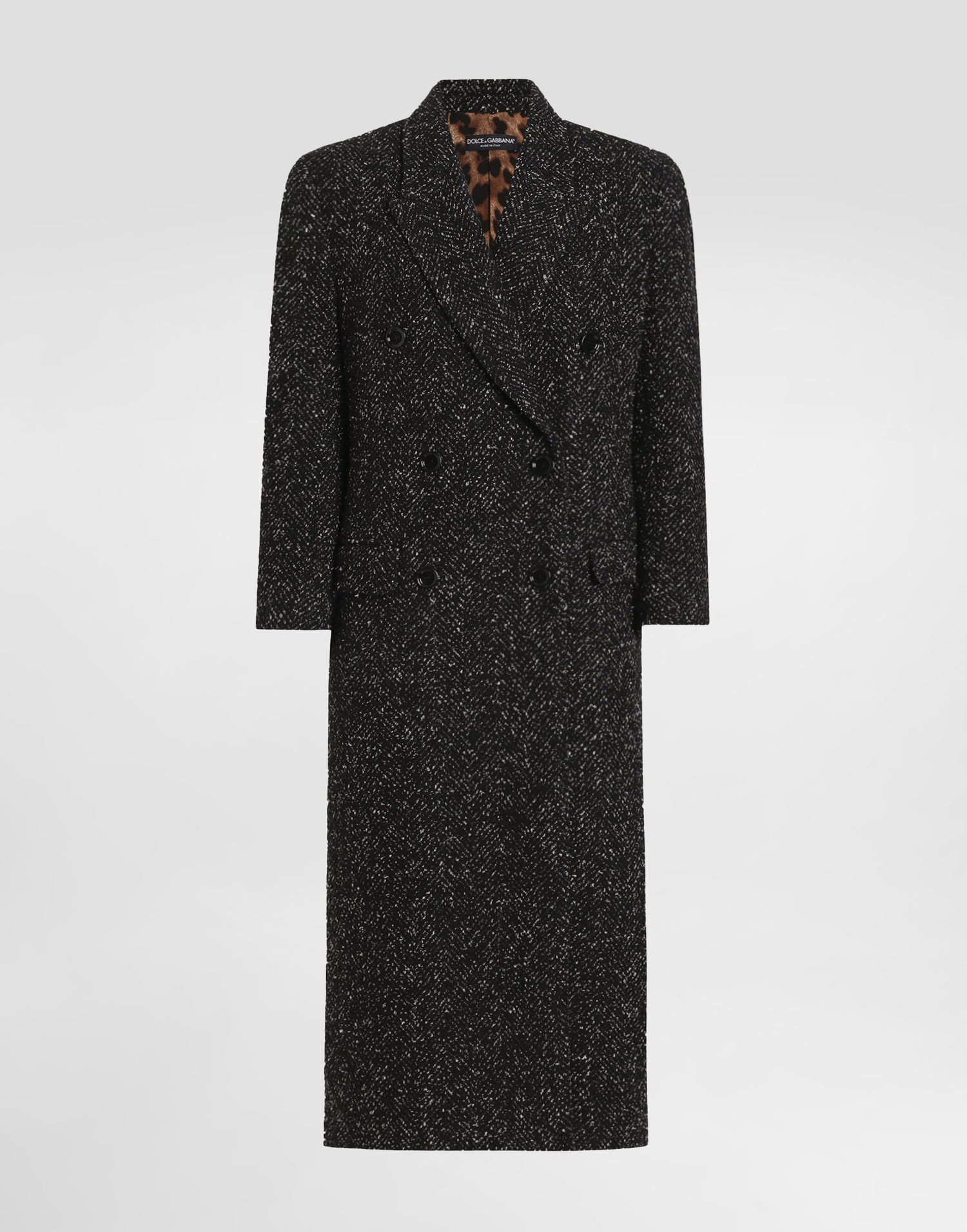 Frakker Dolce & Gabbana Dolce & Gabbana Oversized Double-breasted Wool Blend Chevron Coat Sort | F0GHHTFCZADS8031, 0