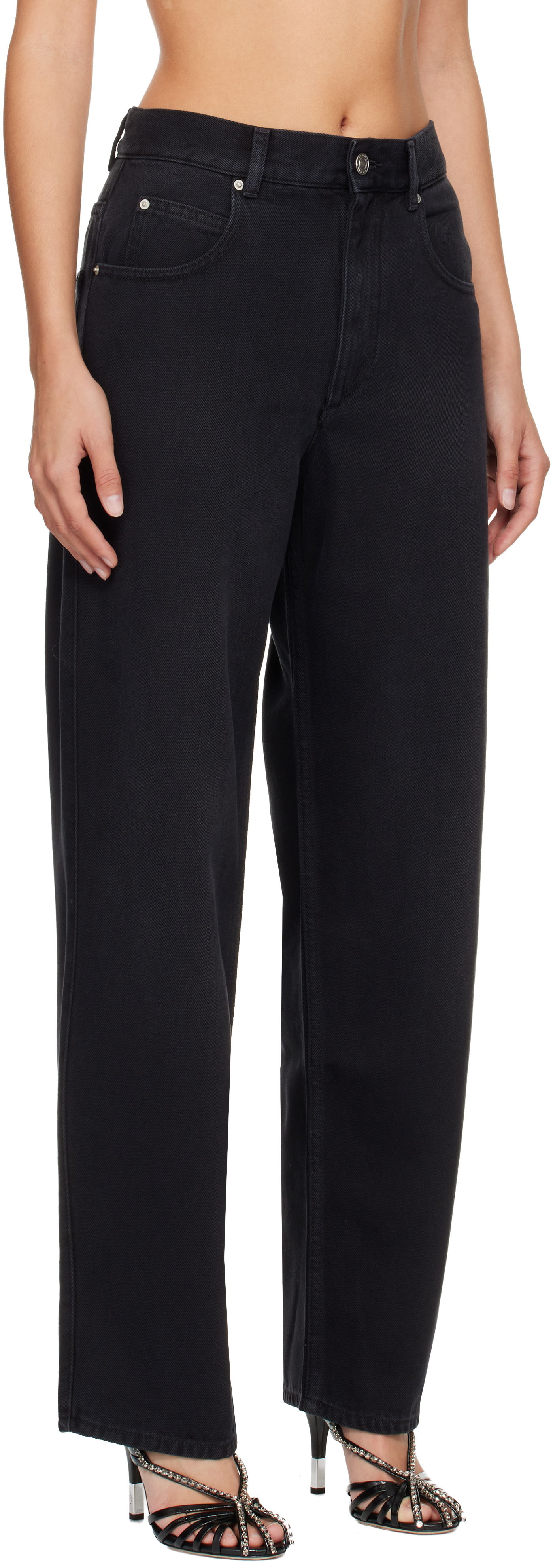 Jeans ISABEL MARANT Jenny High-Waisted Straight-Leg Jeans Sort | PA0590FA-B1H07I, 1