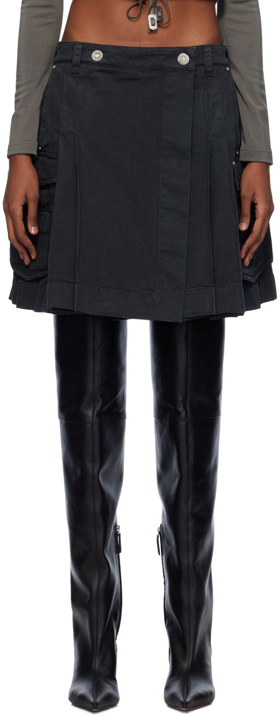 Nederdel Dion Lee Kilt Denim Midi Skirt Sort | C1005PS24, 0
