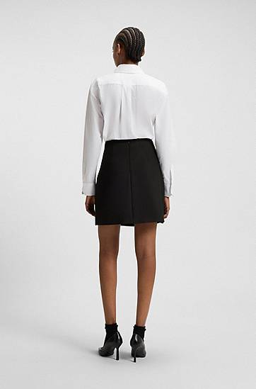Nederdel BOSS Wrap-front Skirt with Knot Button Sort | 50547624, 1
