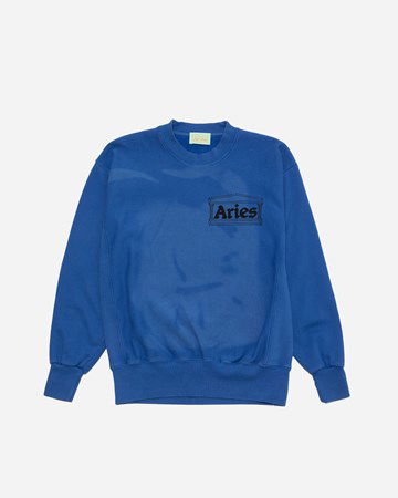 Sweatshirt Aries Sunbleached Cross Grain Temple Sweatshirt Mørkeblå | FTAR22200, 0