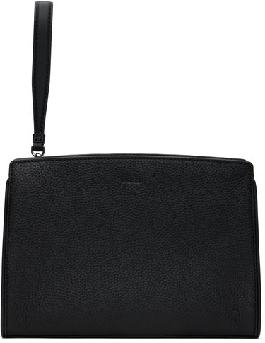 Tegnebog BOSS BOSS Pebble-Grained Leather Wristlet Pouch Sort | 50548170, 0
