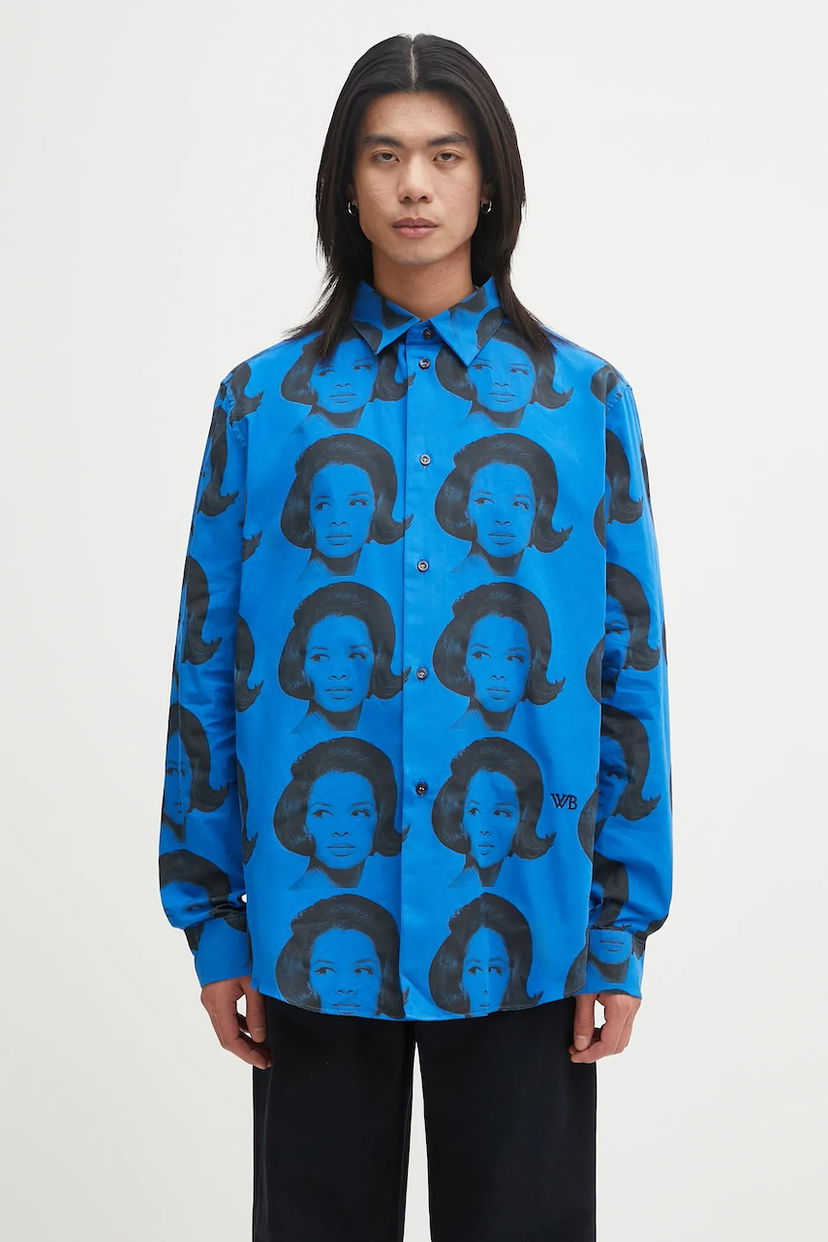 Skjorte Wales Bonner Wales Bonner Selah Relaxed Shirt Blå | MA25SH05.CO11.599