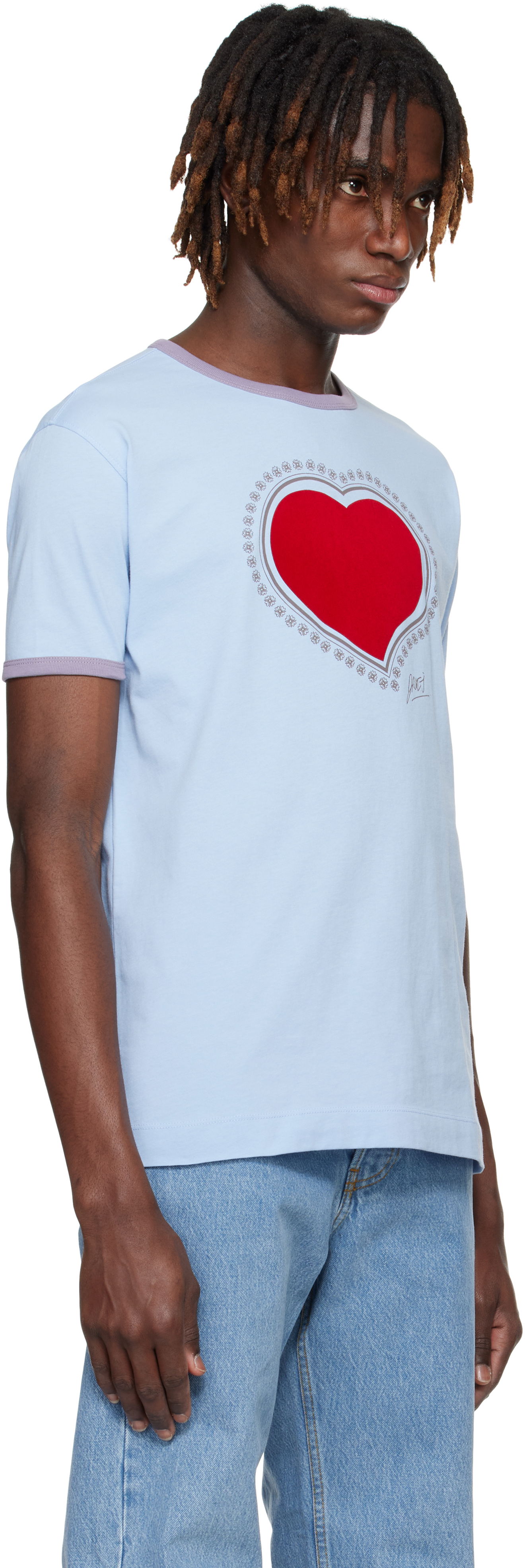 T-shirt Dries Van Noten Dries Van Noten Archive Heart Graphic T-Shirt Blå | 251-021110-1600, 1