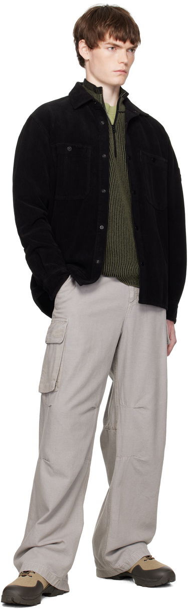 Skjorte Stone Island Organic Cotton Corduroy Overshirt Sort | K2S15 1200012 S0212, 4