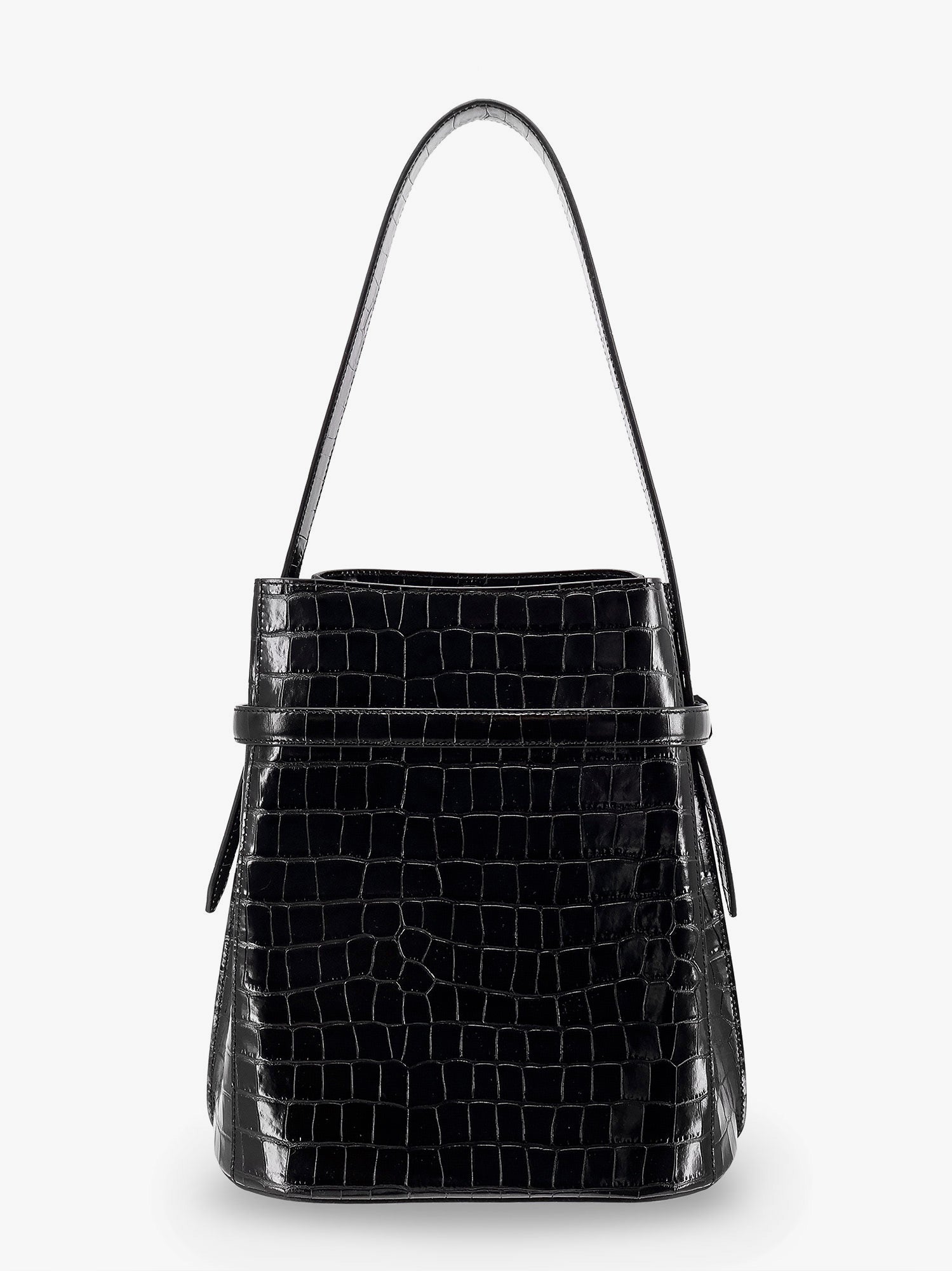 Skuldertaske TOTEME Belted Croc-Effect Leather Shoulder Bag Sort | 244WAL0048LE0076001, 1