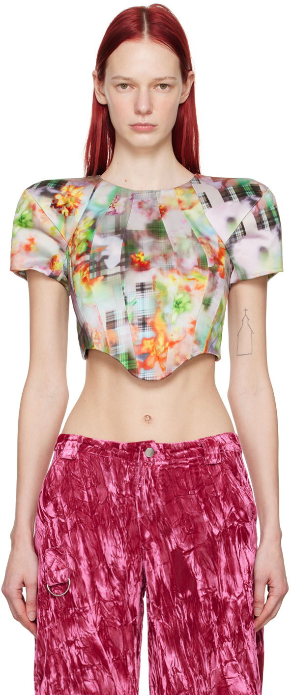 Crop top Collina Strada Collina Strada Ava Floral Print Cropped Blouse Flerfarvet | XX3282