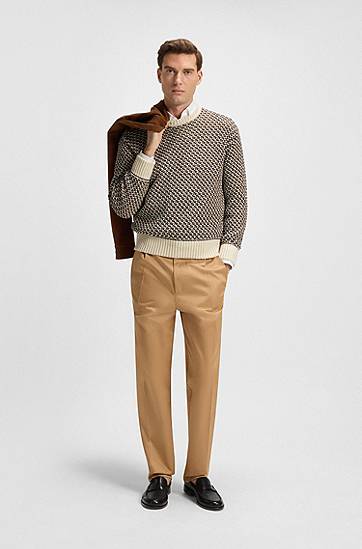 Sweater BOSS Textured Knit Sweater Beige | 50543159, 1