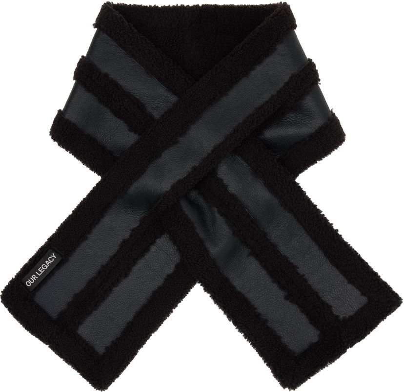 Tørklæde OUR LEGACY Our Legacy Blizzard Faux Leather and Shearling Scarf Sort | A4258BDA