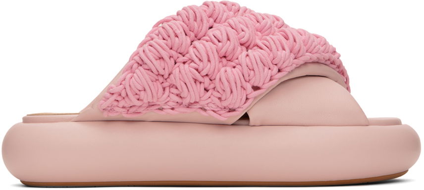 Sneakers og sko JW Anderson Pink Crochet Twister Platform Slides Lyserød | ANW42027A, 0