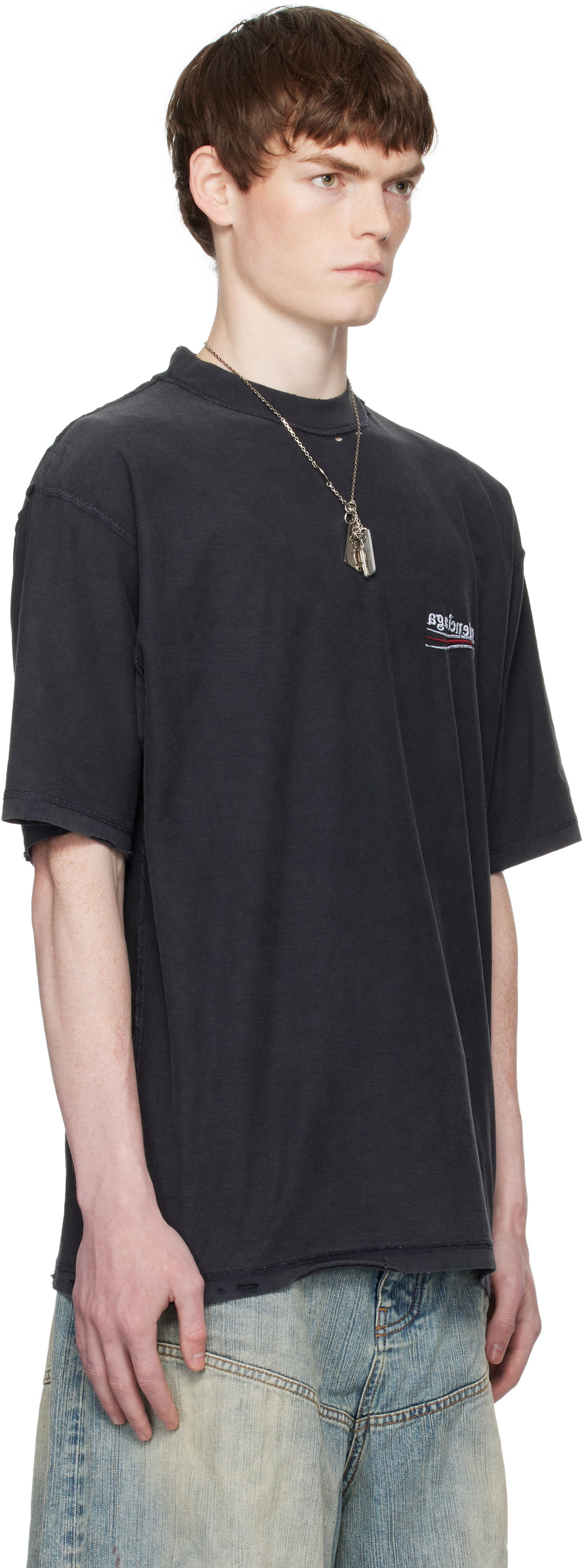 T-shirt Balenciaga Balenciaga Political Campaign Inside-Out T-Shirt Sort | 830247TSVF39668, 1