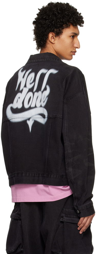 Jakke We11done Graphic Denim Jacket Sort | WD-DJ3-22-376-U-BK, 2