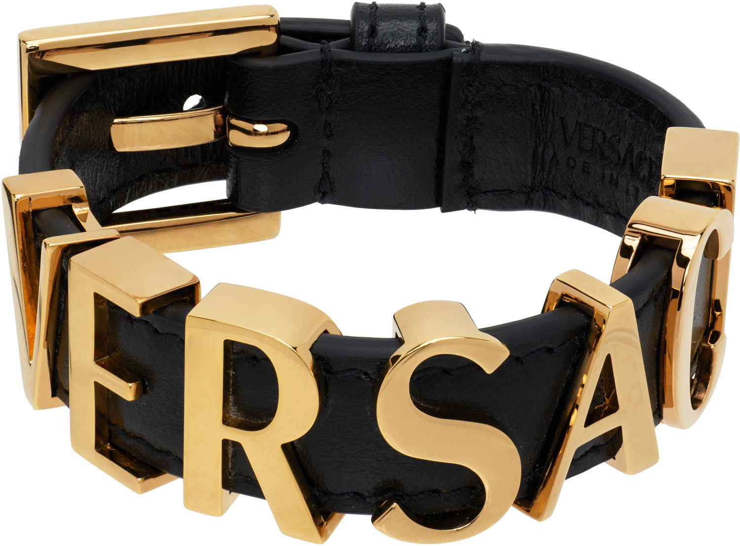 Armbånd Versace Versace Logo Leather Bracelet Sort | 1019930_1A00637, 0
