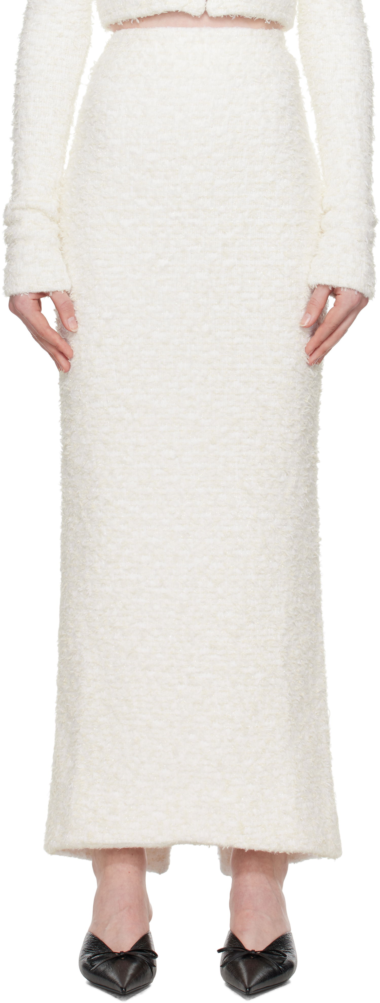 Nederdel Balenciaga Balenciaga Tweed Maxi Skirt Hvid | 796952 T3328, 0