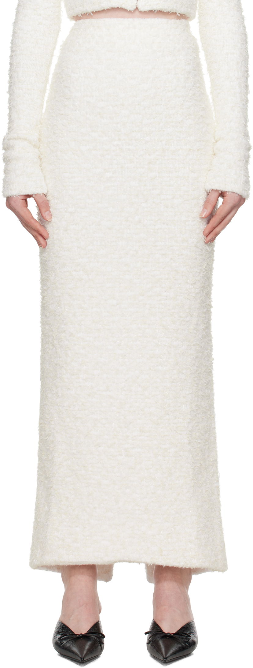 Nederdel Balenciaga Balenciaga Tweed Maxi Skirt Hvid | 796952 T3328