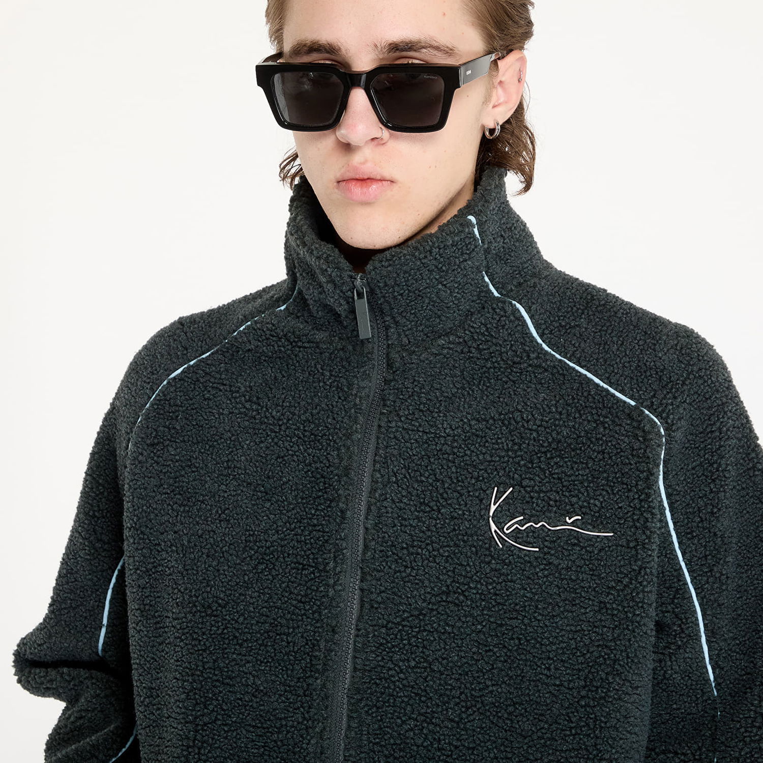 Jakke Karl Kani Jacket Metal Signature Teddy Jacket Black/ Light Blue S Sort | 60780008, 1