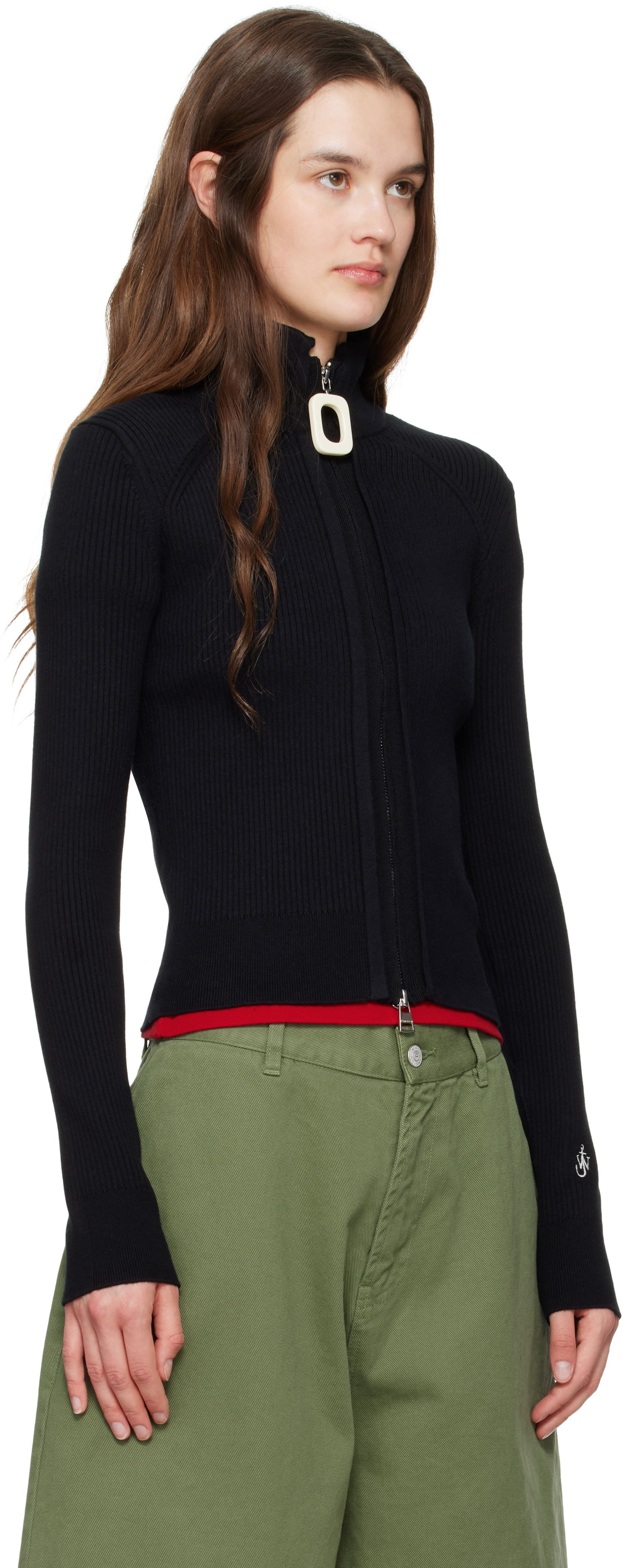 Sweater JW Anderson JW Anderson Fitted Zip-Up Sweater Sort | KW1353-YN0398, 1