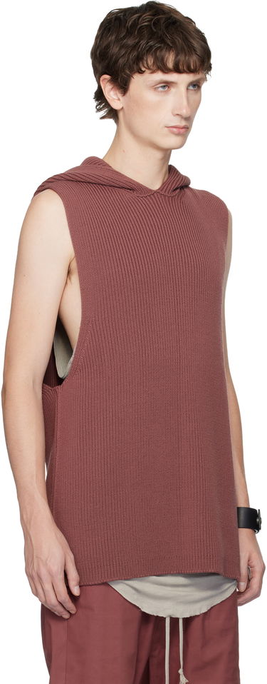 Sweatshirt Rick Owens Rick Owens Ribbed Sleeveless Hoodie with Arm Sleeves Beige | RR02E1680 KWVH, 4