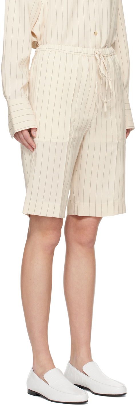 Shorts TOTEME TOTEME Relaxed Pinstripe Shorts Beige | 242-WRB1674-FB0112, 1