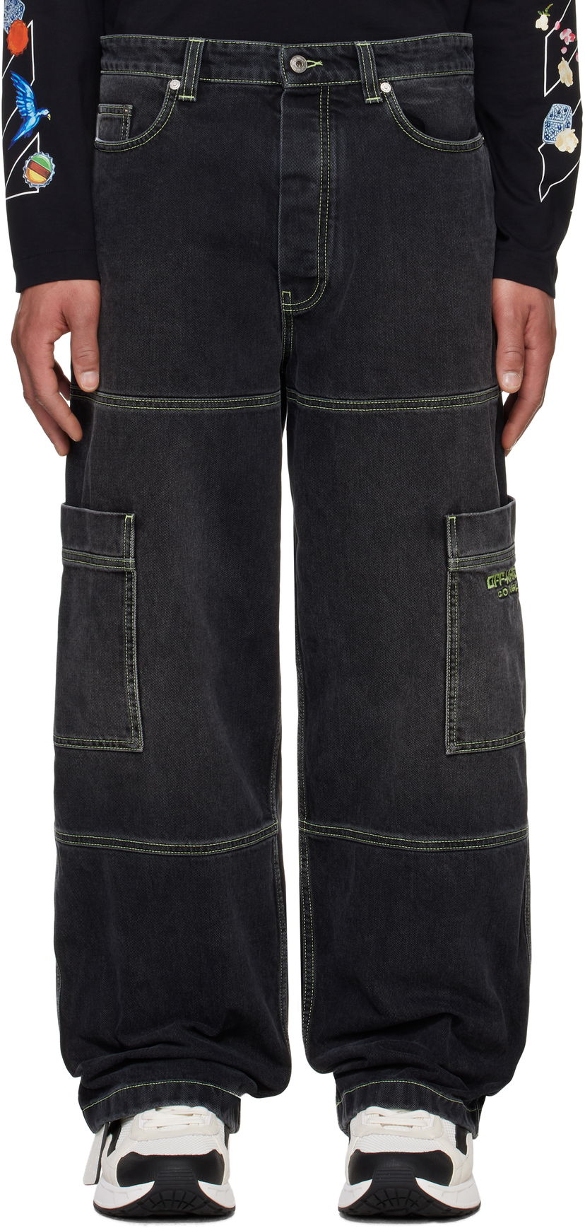 Jeans Off-White Off-White Irregular Denim Cargo Pants Sort | OMYA18QS25DEN0021350