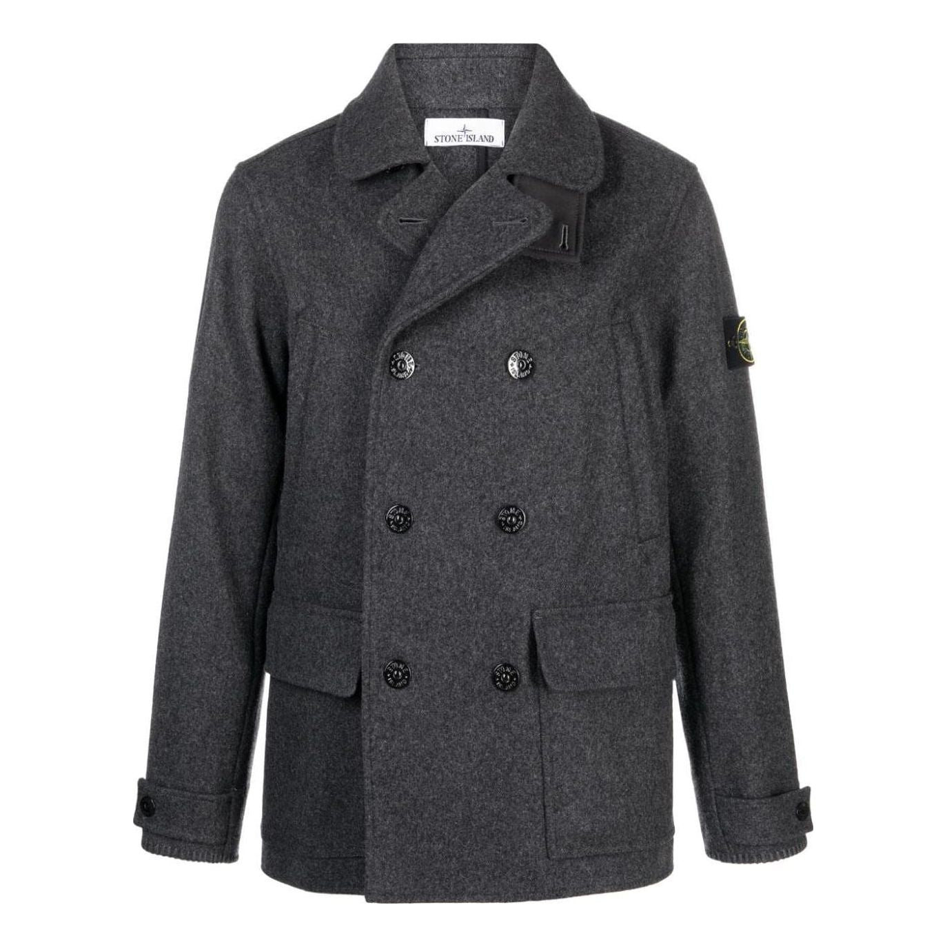 Frakker Stone Island Stone Island Double-Breasted Wool Peacoat Grå | 791543030-V0067, 0