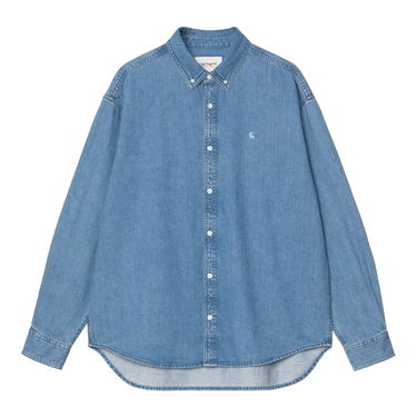 Skjorte Carhartt WIP Carhartt WIP Lucas Long Sleeve Denim Shirt Blå | I034525_9, 0