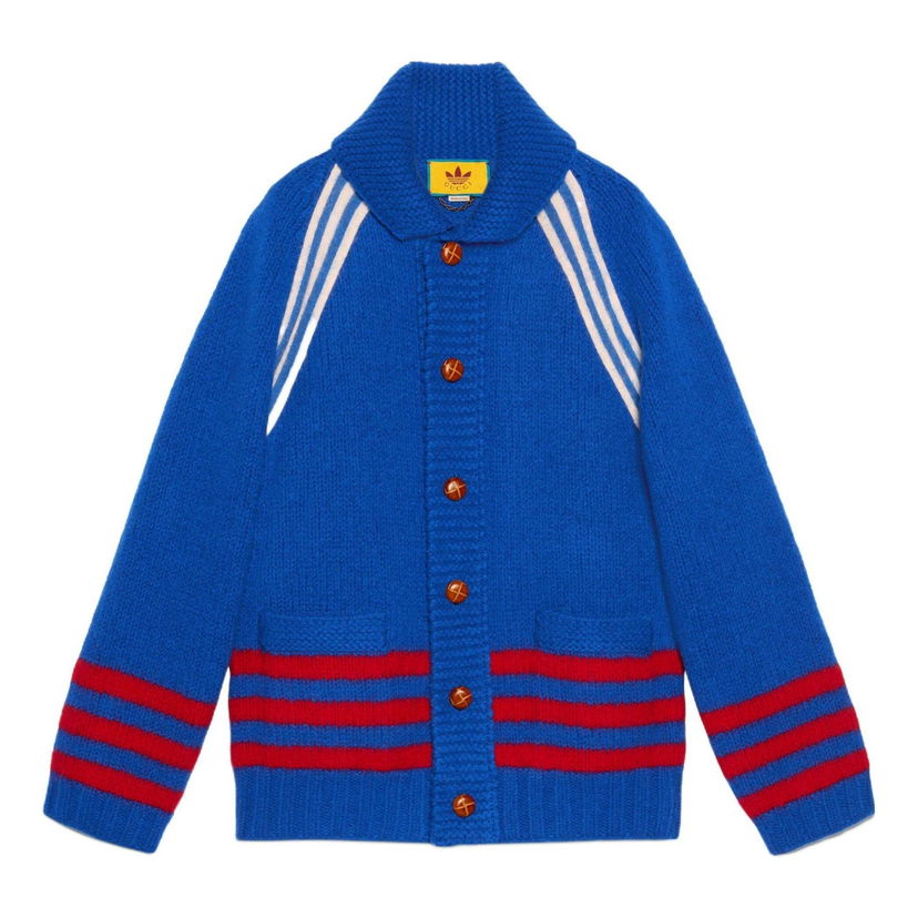 Sweater Gucci Intarsia Wool Cardigan Blå | 713184-XKCPK-4383