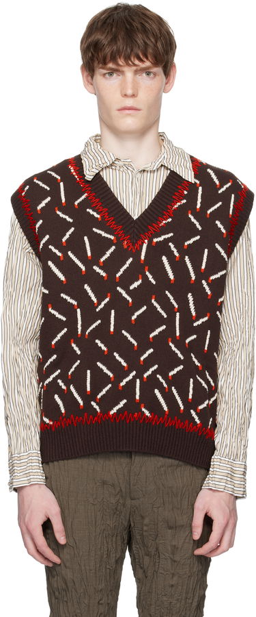 Vest Bottega Veneta Bottega Veneta Cotton Jacquard Matches Vest Brun | 823017V5ET02049, 0