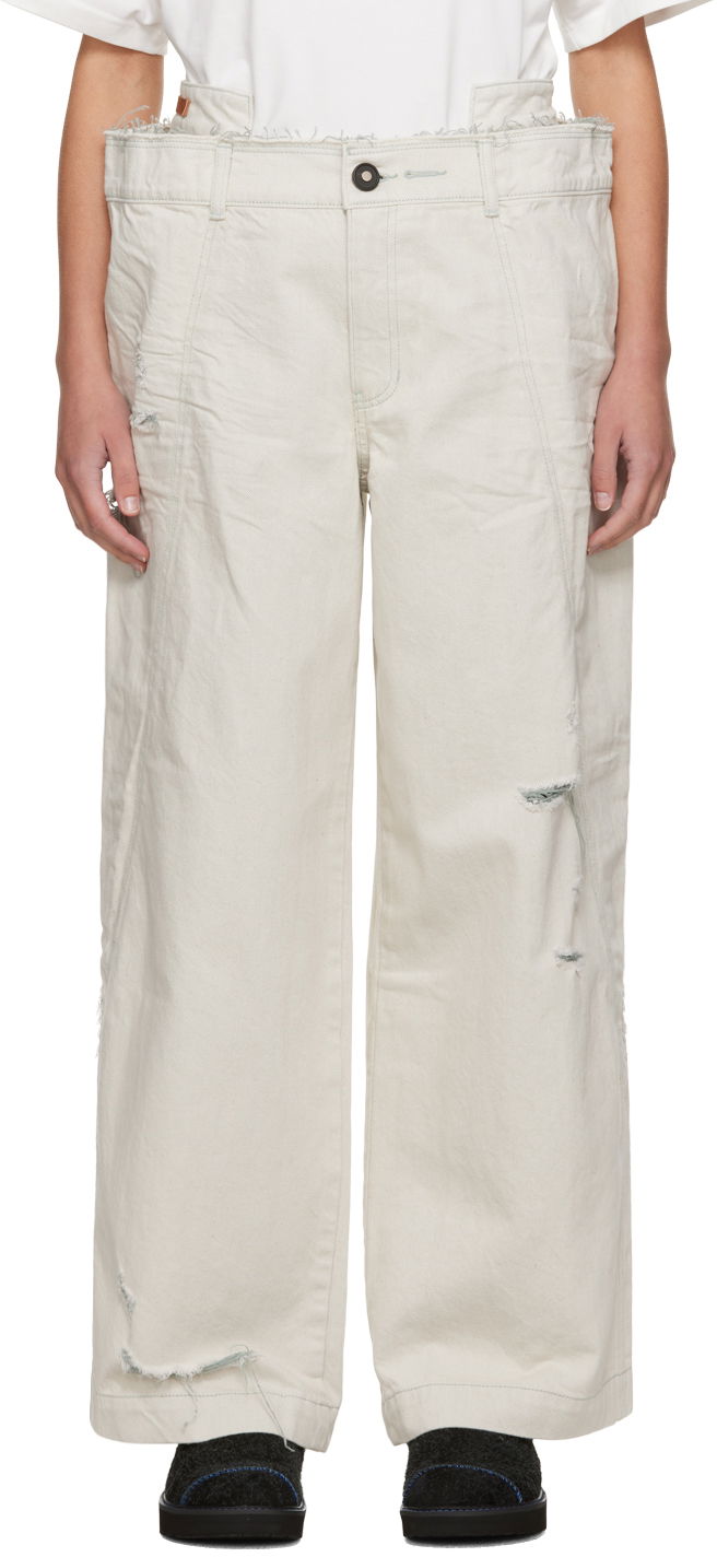 Cargo bukser ADER ERROR Distressed Wide Leg Jeans Beige | BMADFWBT0110WH, 0