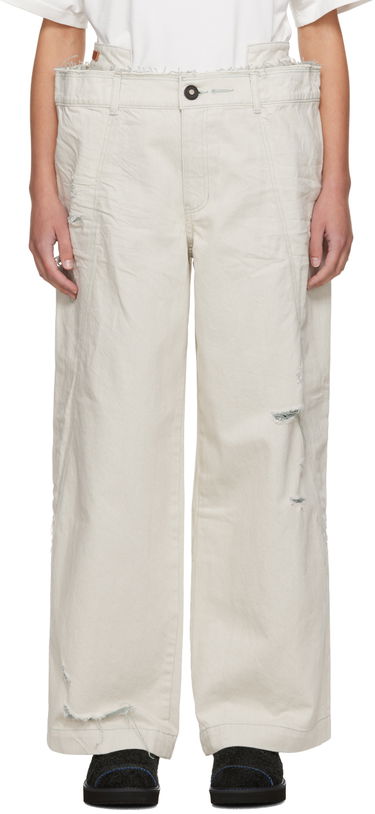 Cargo bukser ADER ERROR Distressed Wide Leg Jeans Beige | BMADFWBT0110WH, 0