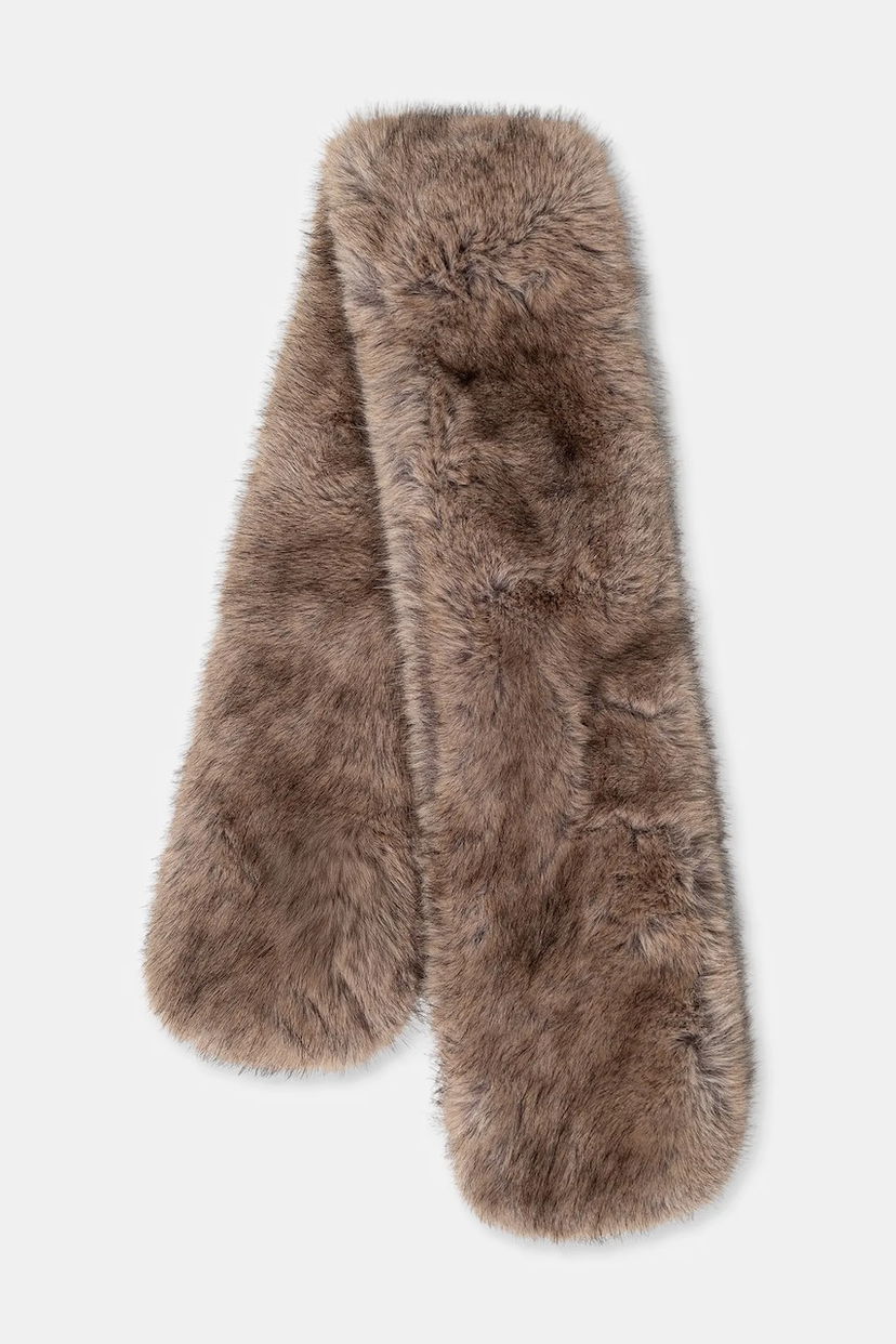 Tørklæde STAND STUDIO Lone Patterned Faux Fur Scarf Brun | 66566.9397